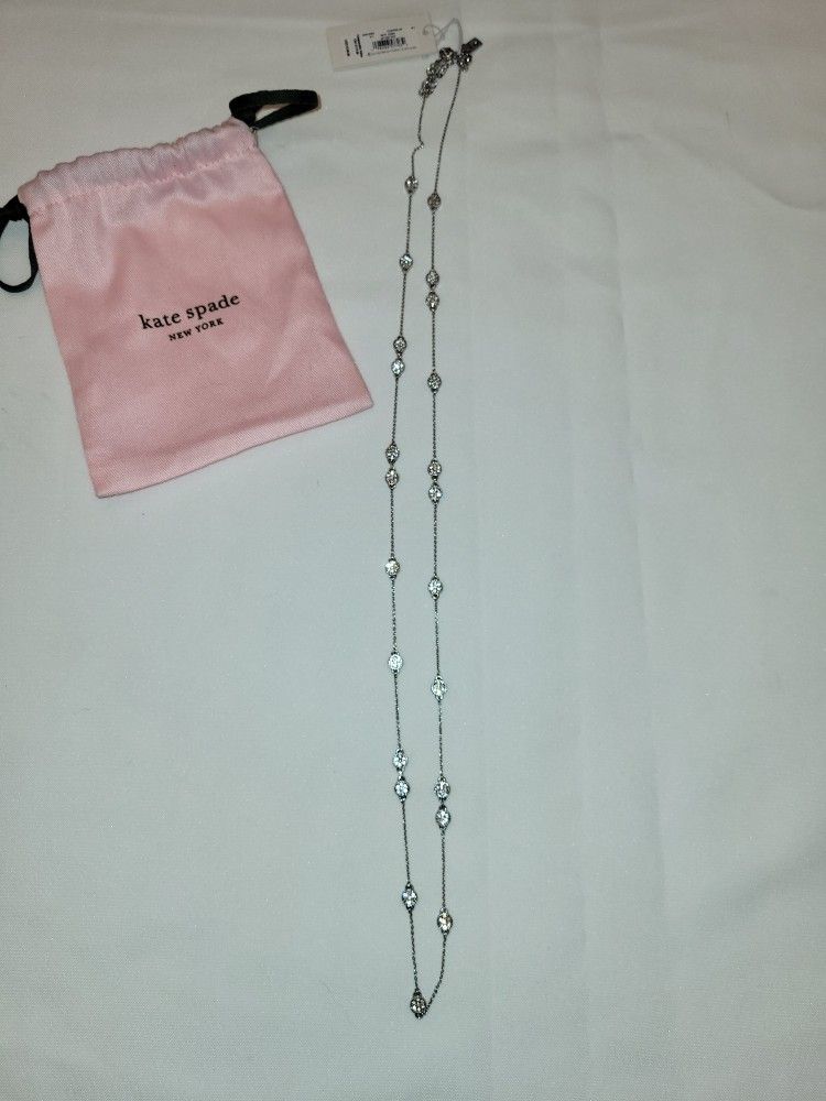 BRAND NEW Kate Spade Clear Silver Gatsby Dot Necklace