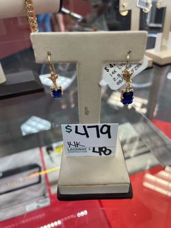 Blue stone earrings 14k