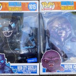 Funko Pop Godzilla Vs Kong Walmart Exclusive Lot Of 2 Neon City Lights In Hand!