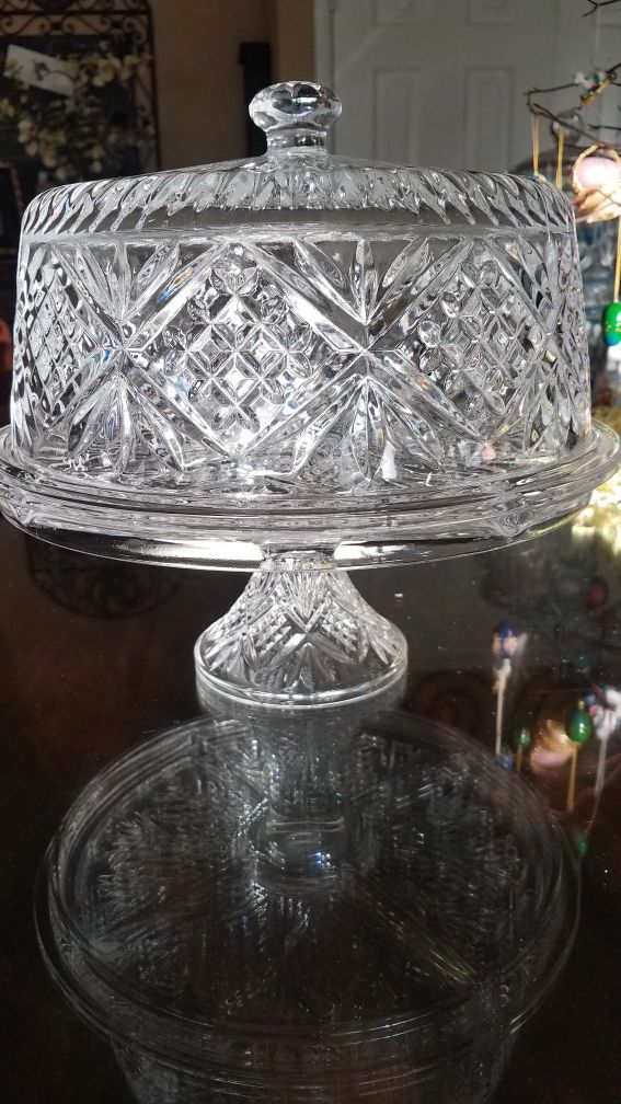 Large Crystal cake plate