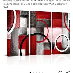 Kaloremore Large Burgundy Red and Grey Geometric Circle Painting