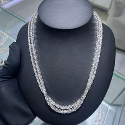 VVS Tennis Chain💎 | Round & Baguette Cut Stones | Passes Diamond Tester, Shines Hard