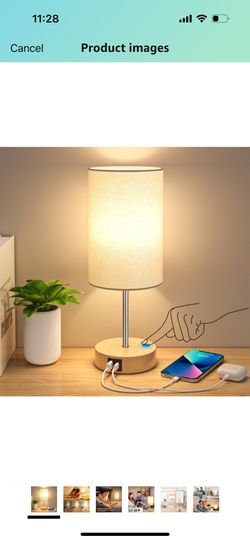 AKASUKI Table Lamp for Bedroom, 3 Way Dimmable Touch Lamp with Dual Charging Station, Small Bedside Lamps for Night Stands, Living Room, Office(LED Bu