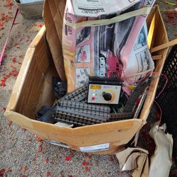 Box Of Train Track And Parts Rail King Brand