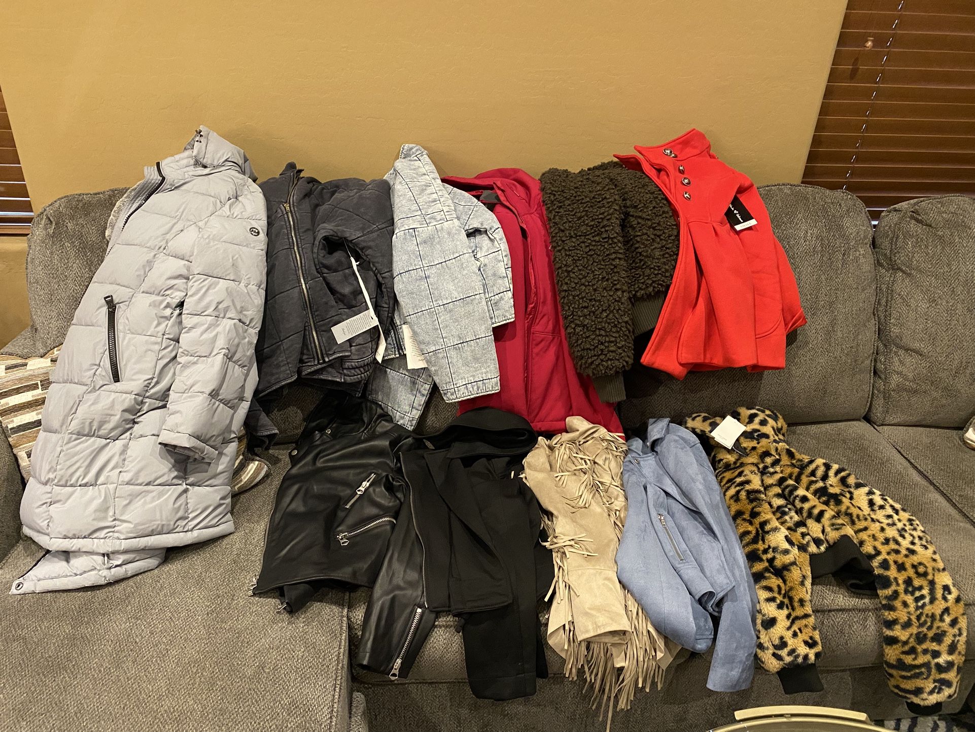 Brand new womens jackets-size s/m. $30 each or all 12 for $100. Higley and ray.