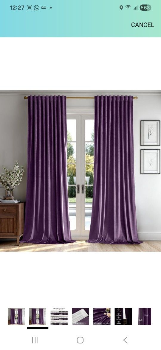 MIULEE Purple Velvet Curtains 90 inches 2 Panels - Luxury Room Darkening Window Drapes for Bedroom Living Room Thermal Insulated Super Soft Blackout,