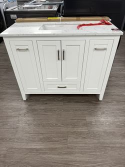 43” White Vanity With Marble Top 