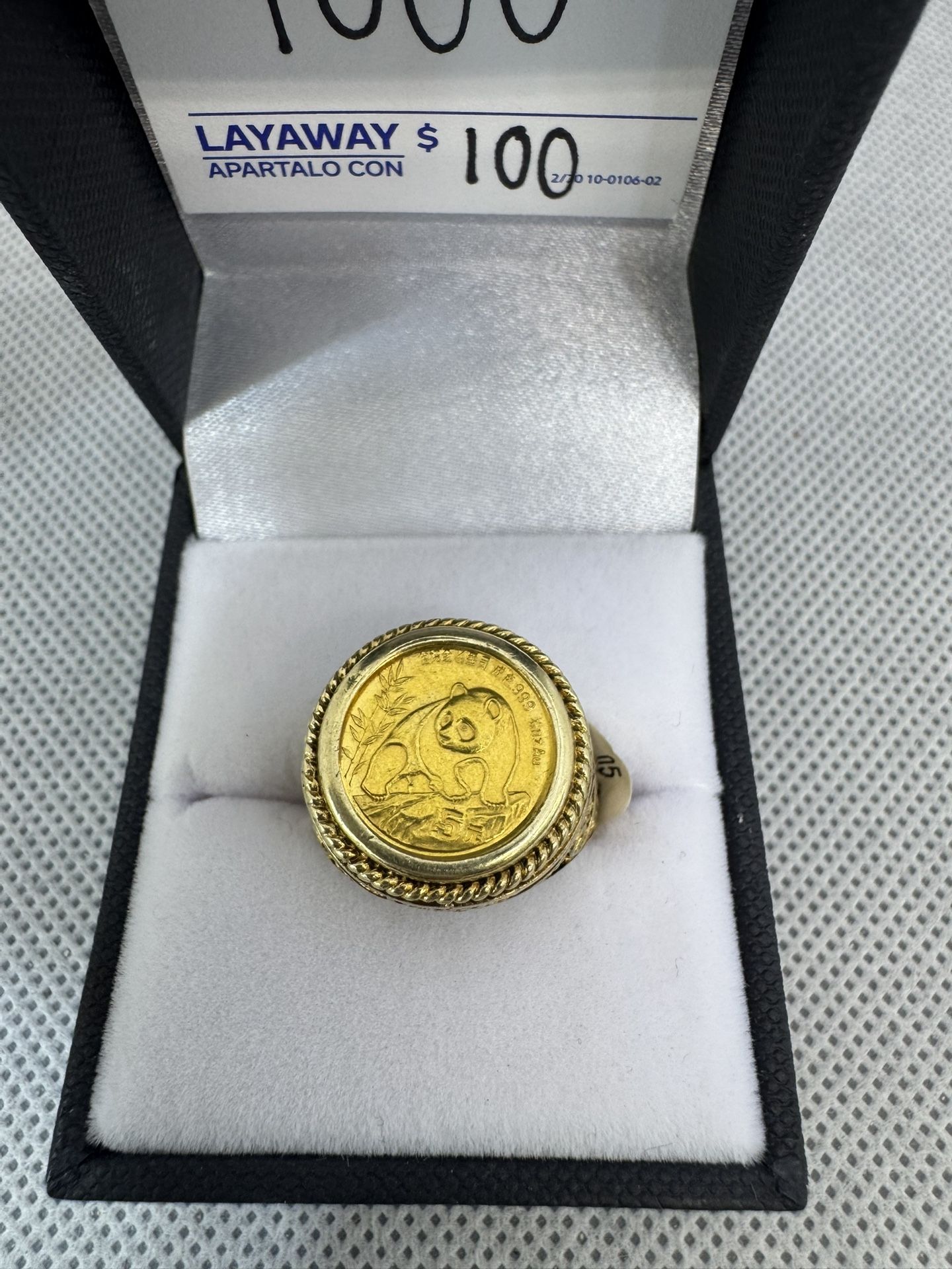 14kt, Gold Ring W/panda Coin 6.4g