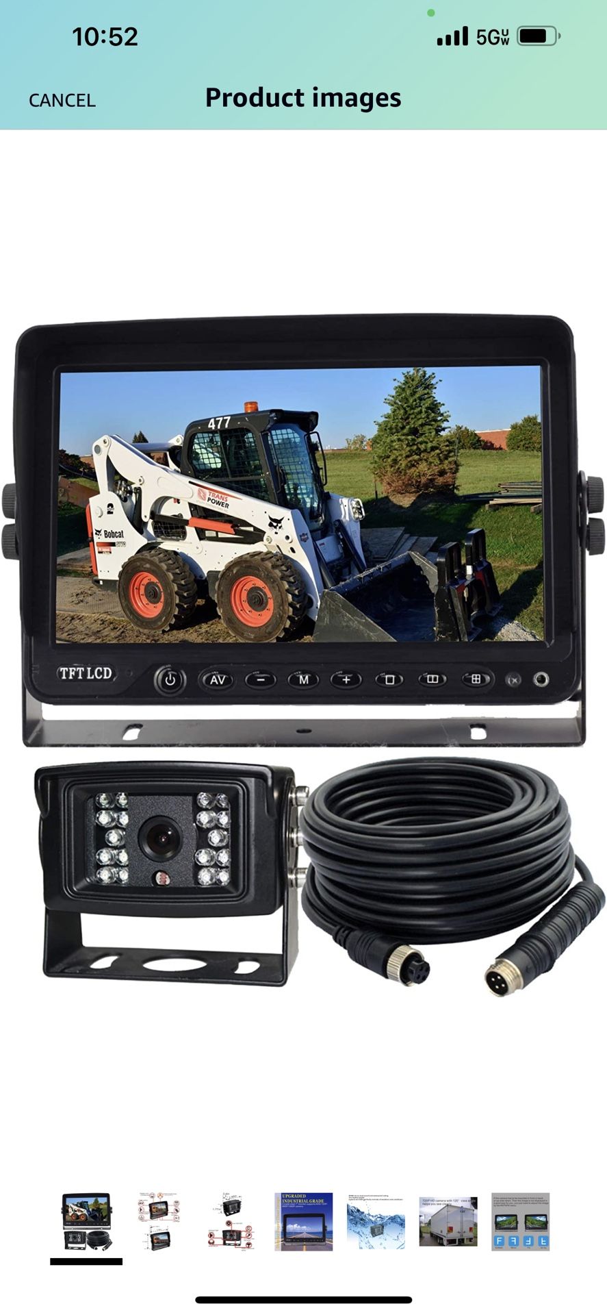 AHD 720P 7" Reverse Rear View Backup Camera System Mirror, Camera with Night Vision Waterproof IP69K Vibration-Proof 10G for Tractor/Truck/RV/Bus/Moto