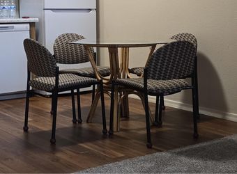 Round Glass Top Dining Table with 4 Chairs