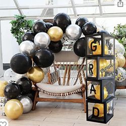 Graduation Party Supplies Gold, Black, White, Burgundy