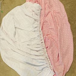 2 Pack Pink & White Dotted Fitted Crib Sheets