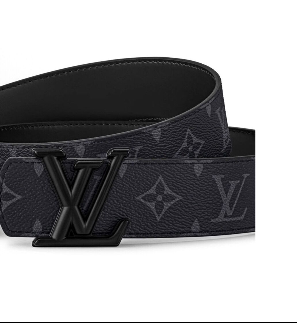 LOUIS VUITTON Coated Canvas Belt Men's Black Width 4CM(175)78