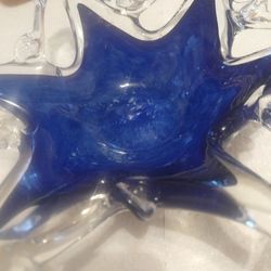 Beautiful Blue And Clear Candy Or Trinket Dish