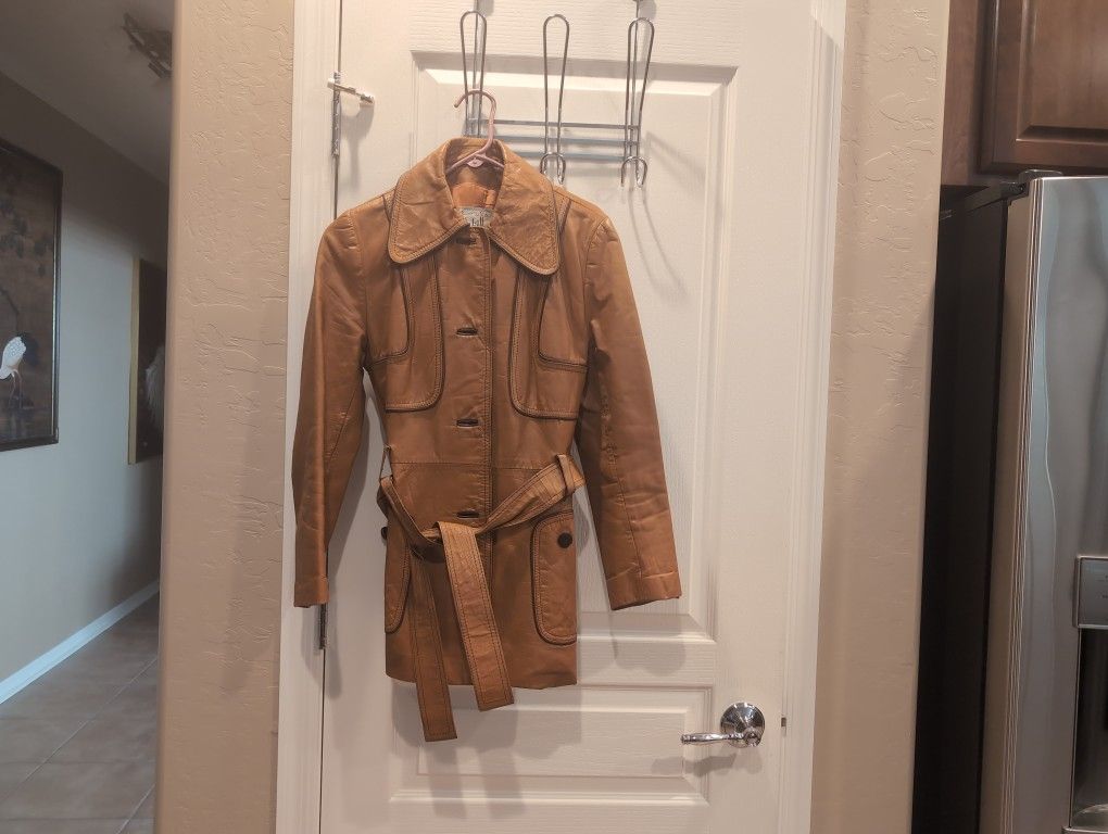 Vintage Leather Jacket , Full Length Ladies