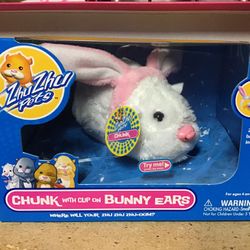 2009 Zhu Zhu Pets Hamster Cepia CHUNK 8.1 with clip on Bunny Ears 0351