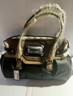 GUESS MADY RAY Black  Multi Frame Satchel Handbag