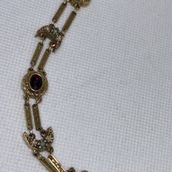 Vintage Goldette NY Victorian Revival Slide Charm Bracelet
