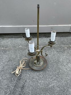 Copper Brass 3 Arm Candle Electric Lamp Antique Vintage