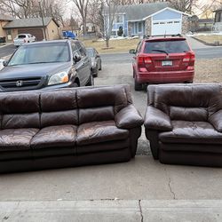 dark brown leather sofa set