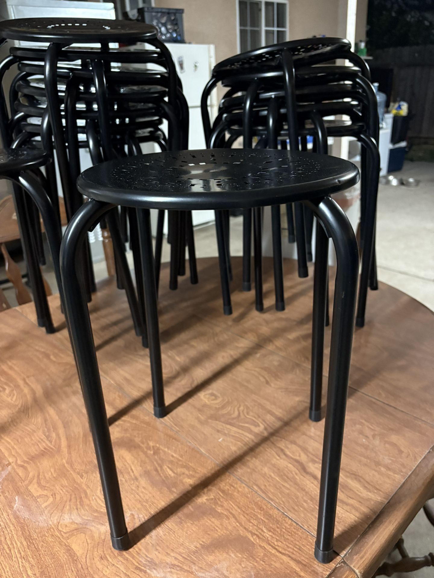 12 Black Plastic Stools/ Chairs