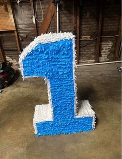 Number 1 Piñata Blue and White
