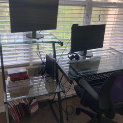 Glass Computer Desk With Chair