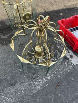 Lampara De Cristal Y Bronce