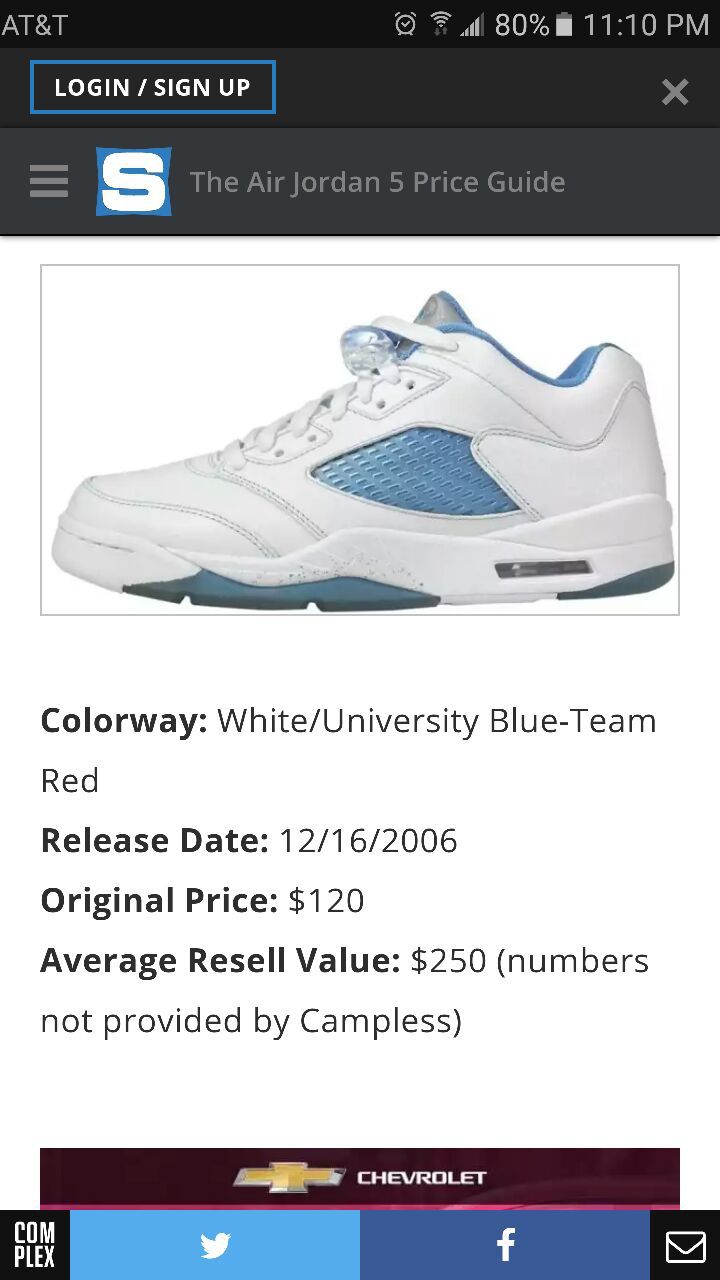 Air Jordan White/University Blue Retro Shoes Size 5