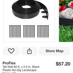 ProFlex Tall Wall 60 ft. x 2.5 in. Black Plastic No-Dig Landscape Edging 