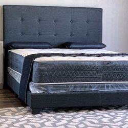 Brand New Full Size Dark Grey Bed Frame With New Mattress/Fast Delivery