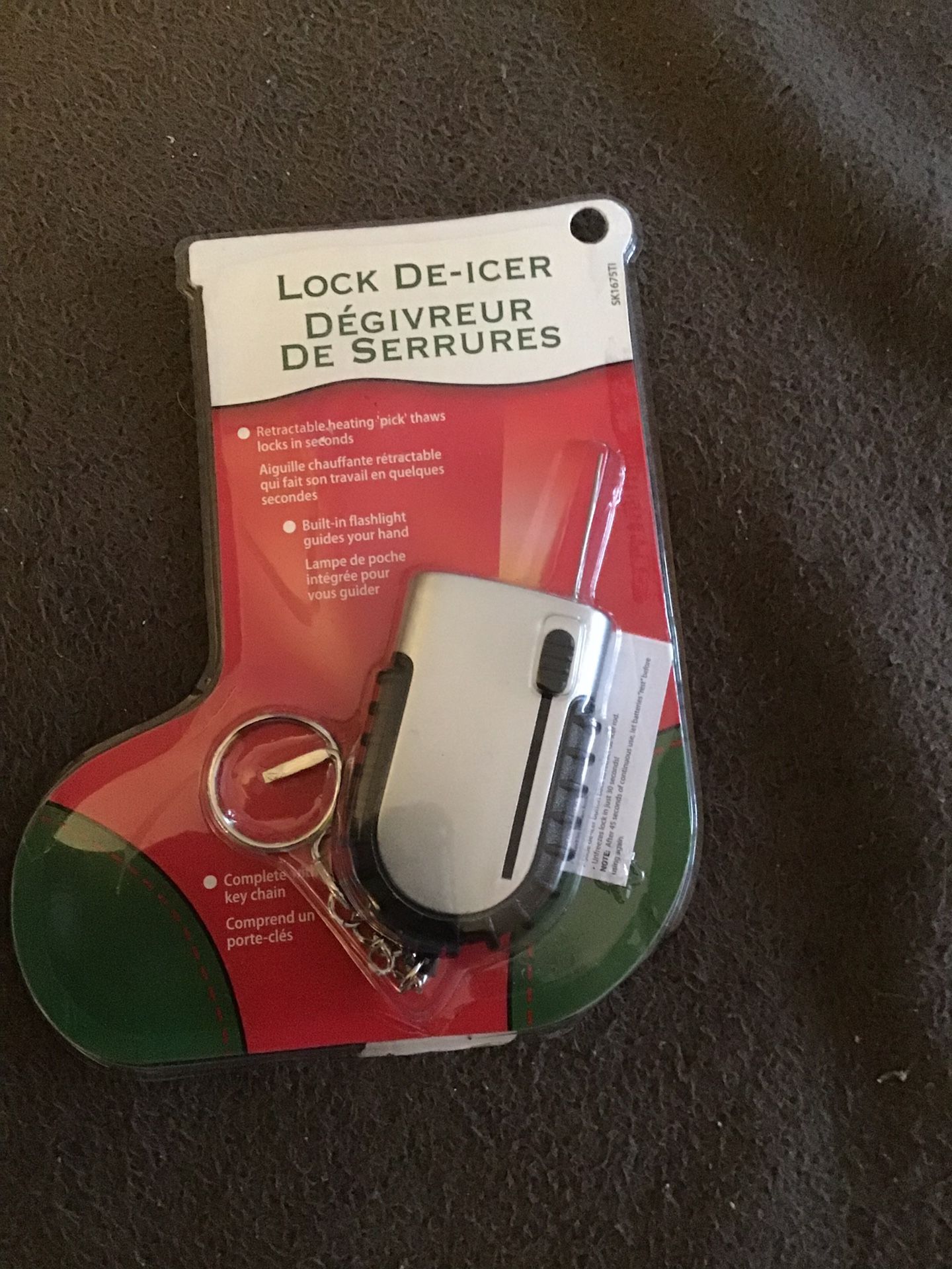 Lock Deicer Flashlight Keychain Silver ABS plastic lock deicer
