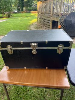 Black Storage Trunk with Metal Hardware