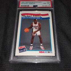 PSA Graded Near Mint Michael Jordan Basketball Card 1991 Hoops McDonald's #55