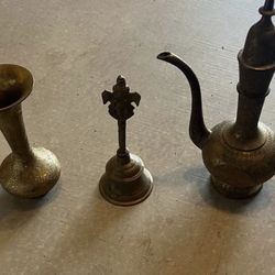 1960s Brass Vintage Set Vase From India