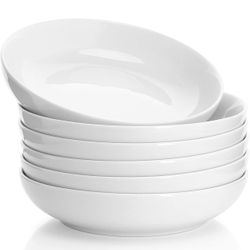 New in box Pasta Bowls 22 Ounces - Ceramic Salad White Serving Soup Dinner Bowl for Kitchen - Shallow Dishes Design - Microwave Dishwasher Oven Safe S