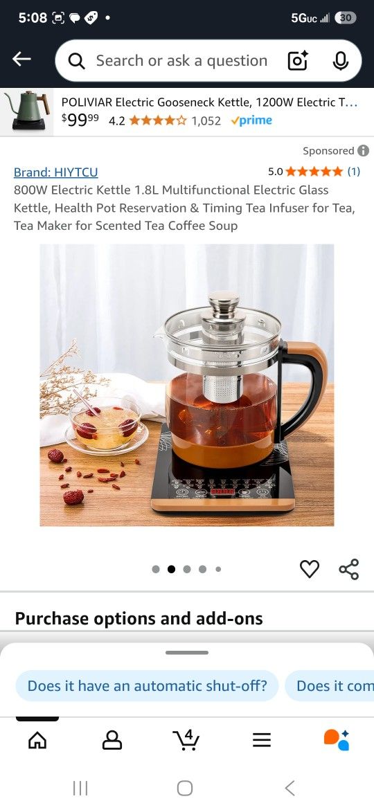 800W Electric Kettle 1.8L