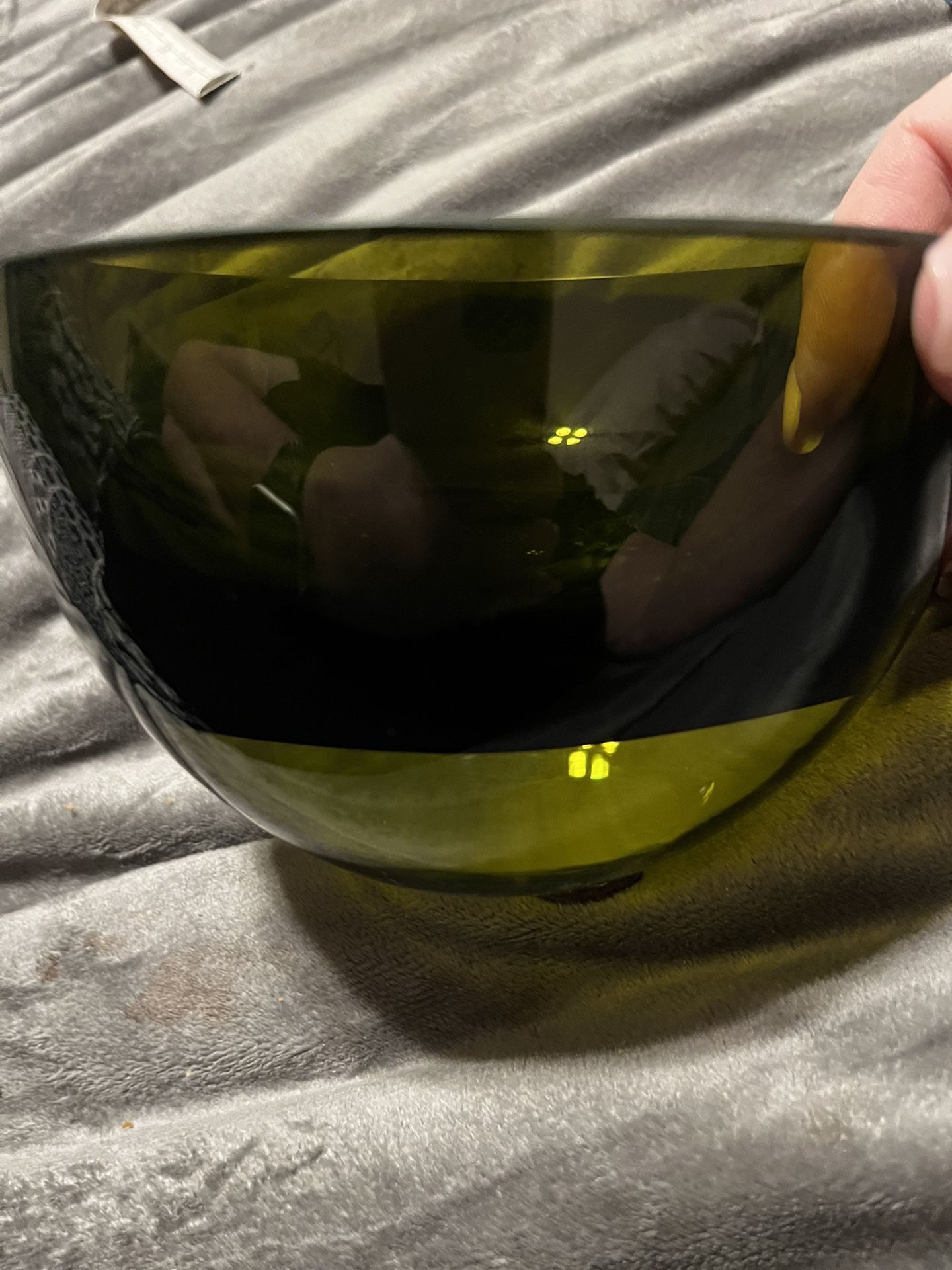 Beautiful Hand Blown Green Art Bowl Signed 