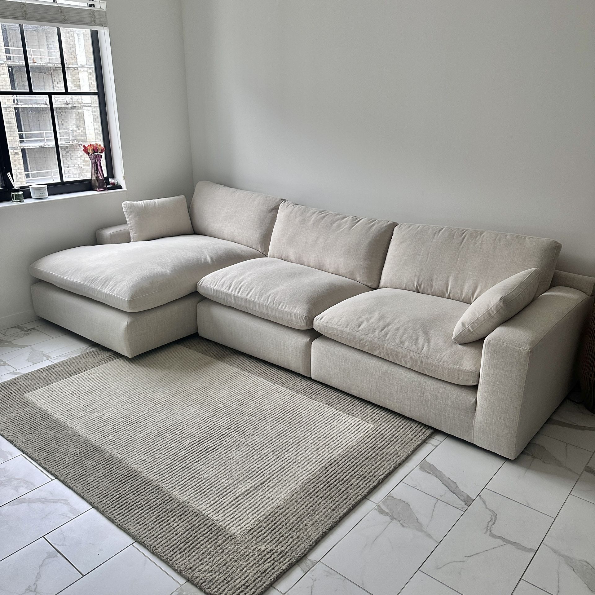 NEW Beige Linen Cloud Couch Sectional