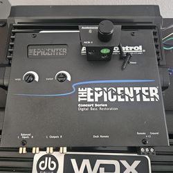 2  12 inch DBDrive W.O.s.    DB drive 2 channel sub Amp.    DBDrive 4 channel mid range amp.   Audio Control EPIC Center.