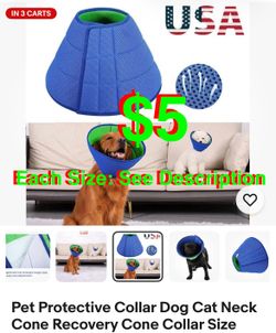 Pet Protective Collar Dog Cat Neck Cone Recovery Cone Collar Size Available: 1. XS-Small: 1-each. neck circumference of 16 cm to 30 cm (4.5 to 6 inche