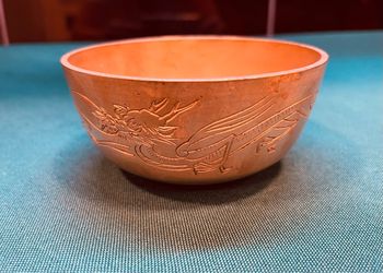 Antique hand etched solid brass bowl with dragon design circa 1920’s
