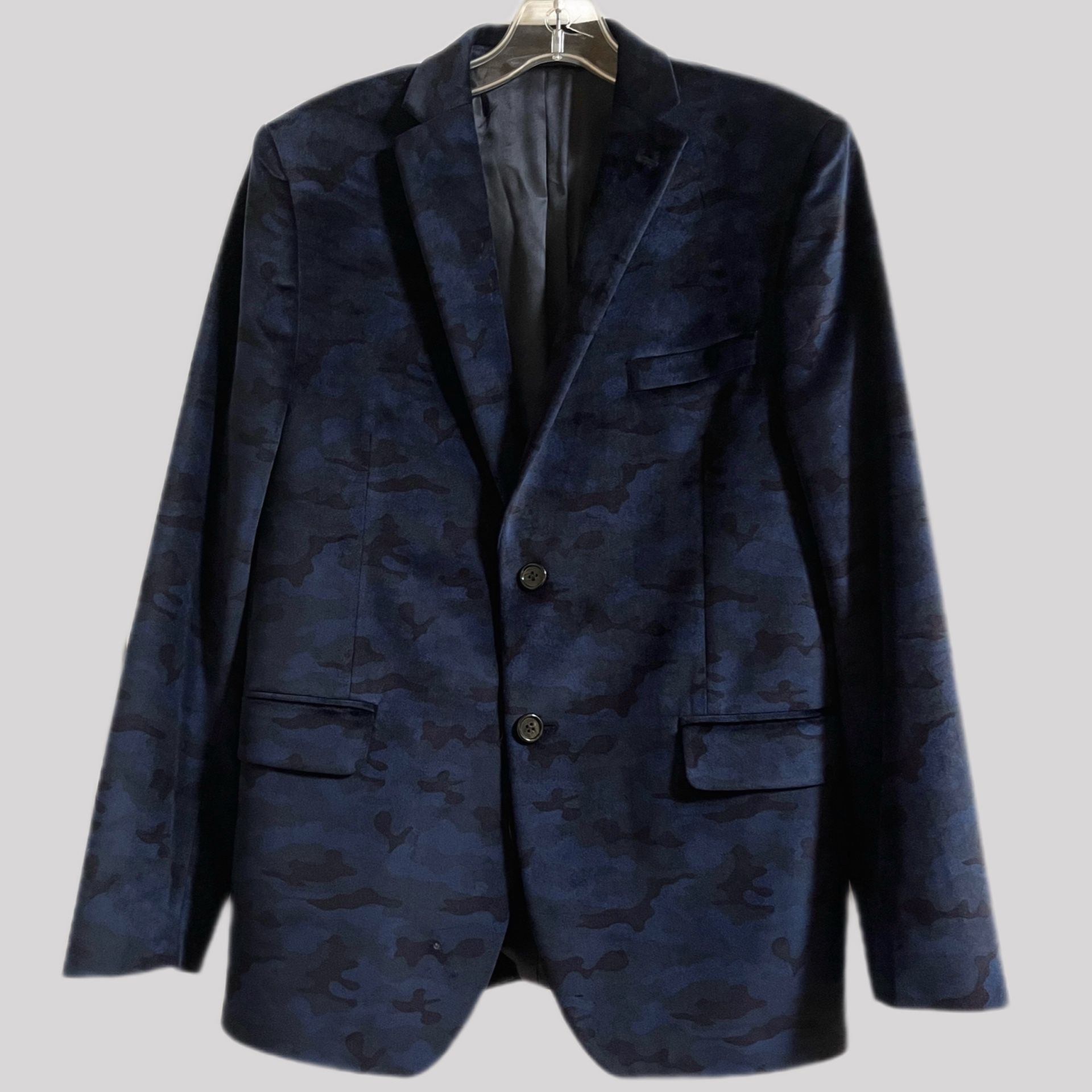 Ralph Lauren Youth 18R Blazer – Navy Blue Camo Velvet Look (Fits Men’s Small)