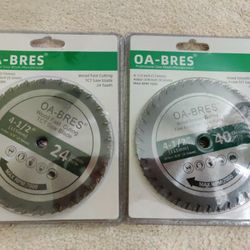 NEW! 2-PACK 4-1/2" TCT Wood Saw Blades (24T Fast & 40T Fine) - Max RPM 7000