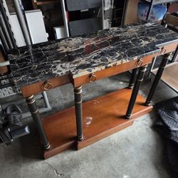 Vintage French Marble Top Entry Table 