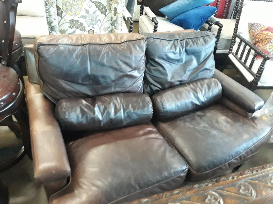 Leather love seat