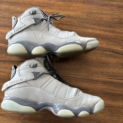 Jordan 6 rings, color gray, size 8.5