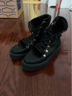 Black furry boots