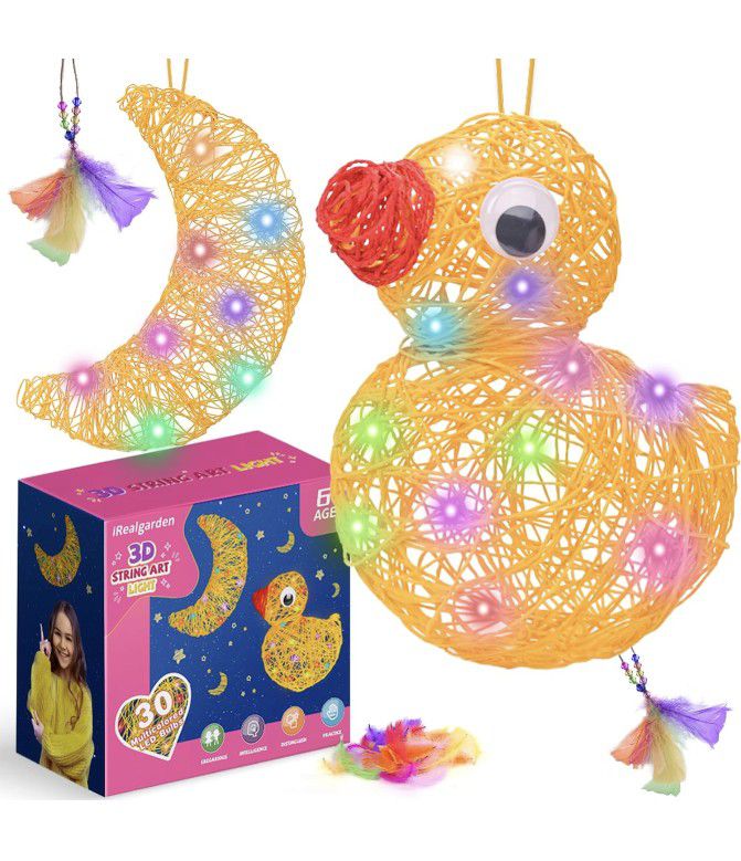 3D String Arts and Crafts for Kids Age 8-12 - DIY Light Up String Light Art Craft Set Toys Birthday Gifts for Girls Boys Ages 6 7 8 9 10 11 12 13