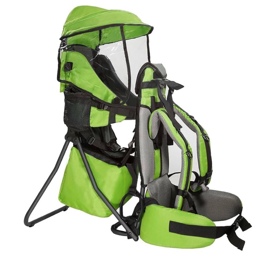 ClevrPlus Cross Country Baby Backpack Carrier, Green, Toddler Hiking Backpack with Comfortable Seat,